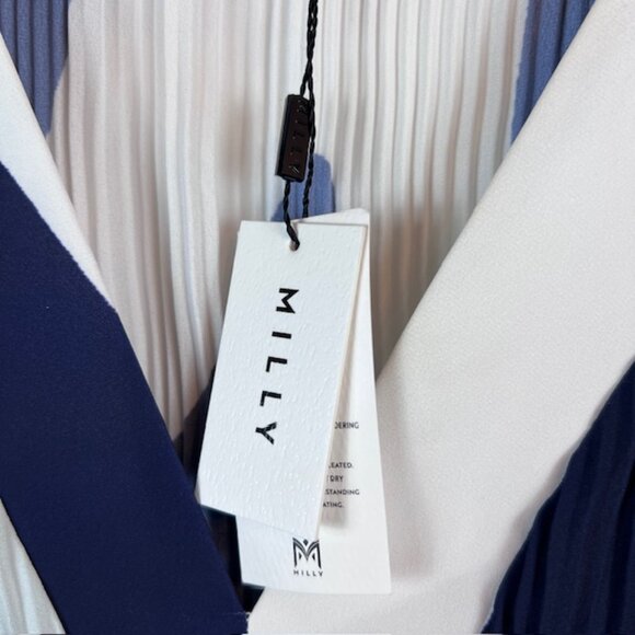 Milly Liv Zebra-Print Pleated Belted Mini Wrap Dress in Blue & White Size 10 - Picture 7 of 13